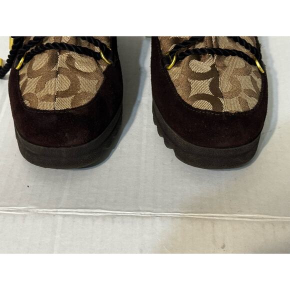 Coach Maisey Signature C Wedge‎ Boots Size 10 Khaki - Picture 6 of 9